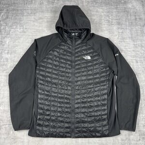 The North Face Jacket Mens XL Black Thermoball Hybrid Softshell Puffer Outdoors